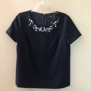 J Crew embellished collar top